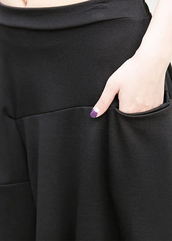 100% pockets cotton skirt black A Line patchwork skirt