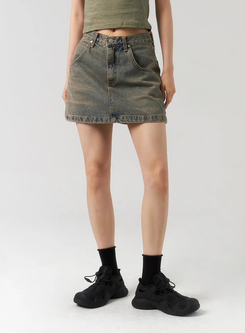 A-Line Denim Mini Skirt CU321