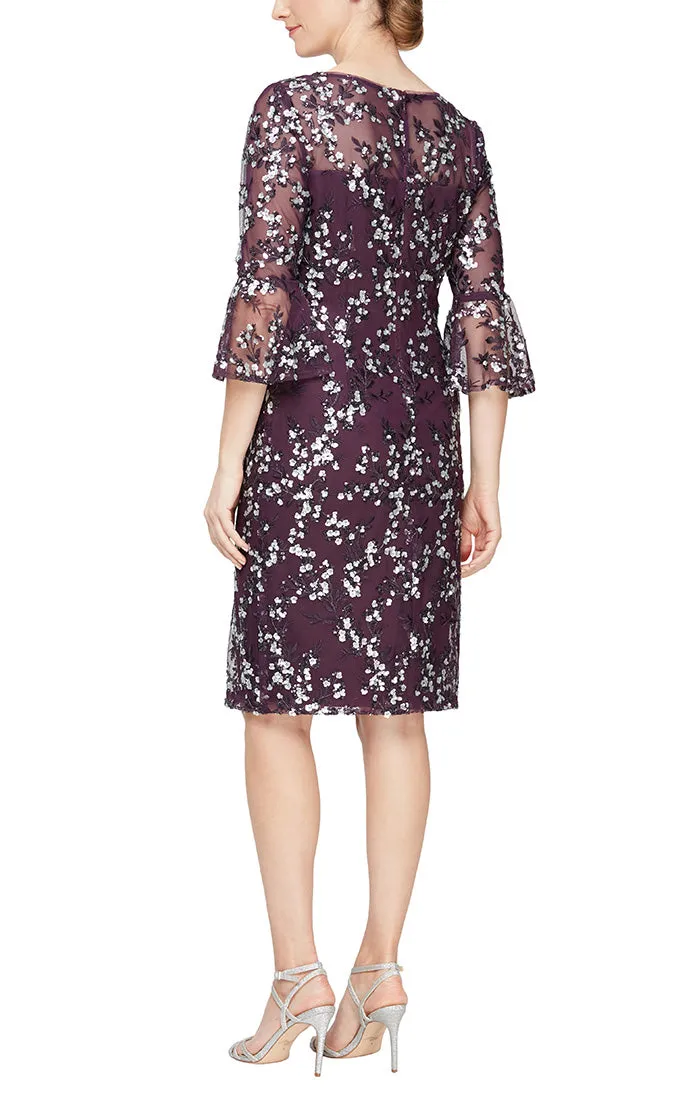 Alex Evenings Embroidered Sequin Lace Sheath Dress