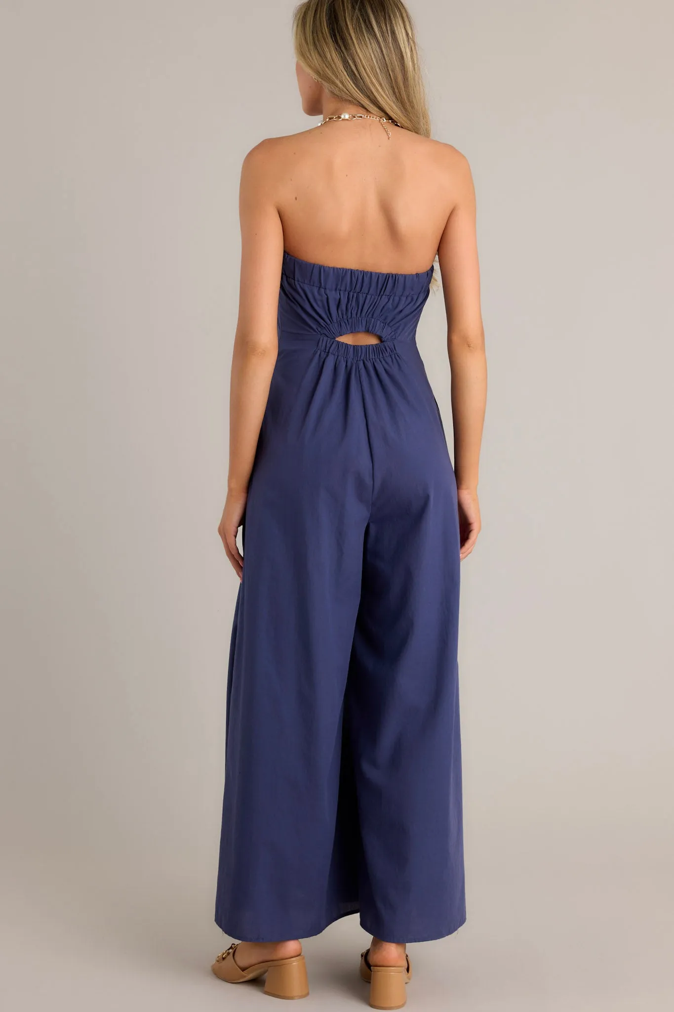 Behind The Smile Navy Strapless Jumpsuit