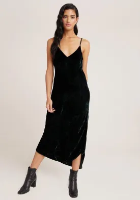 Bella Dahl - Bias Slip Dress in Midnight Emerald Velvet