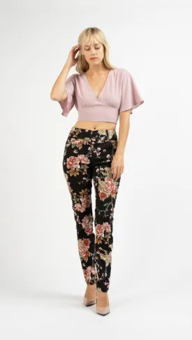 Black Floral Skinny Pants