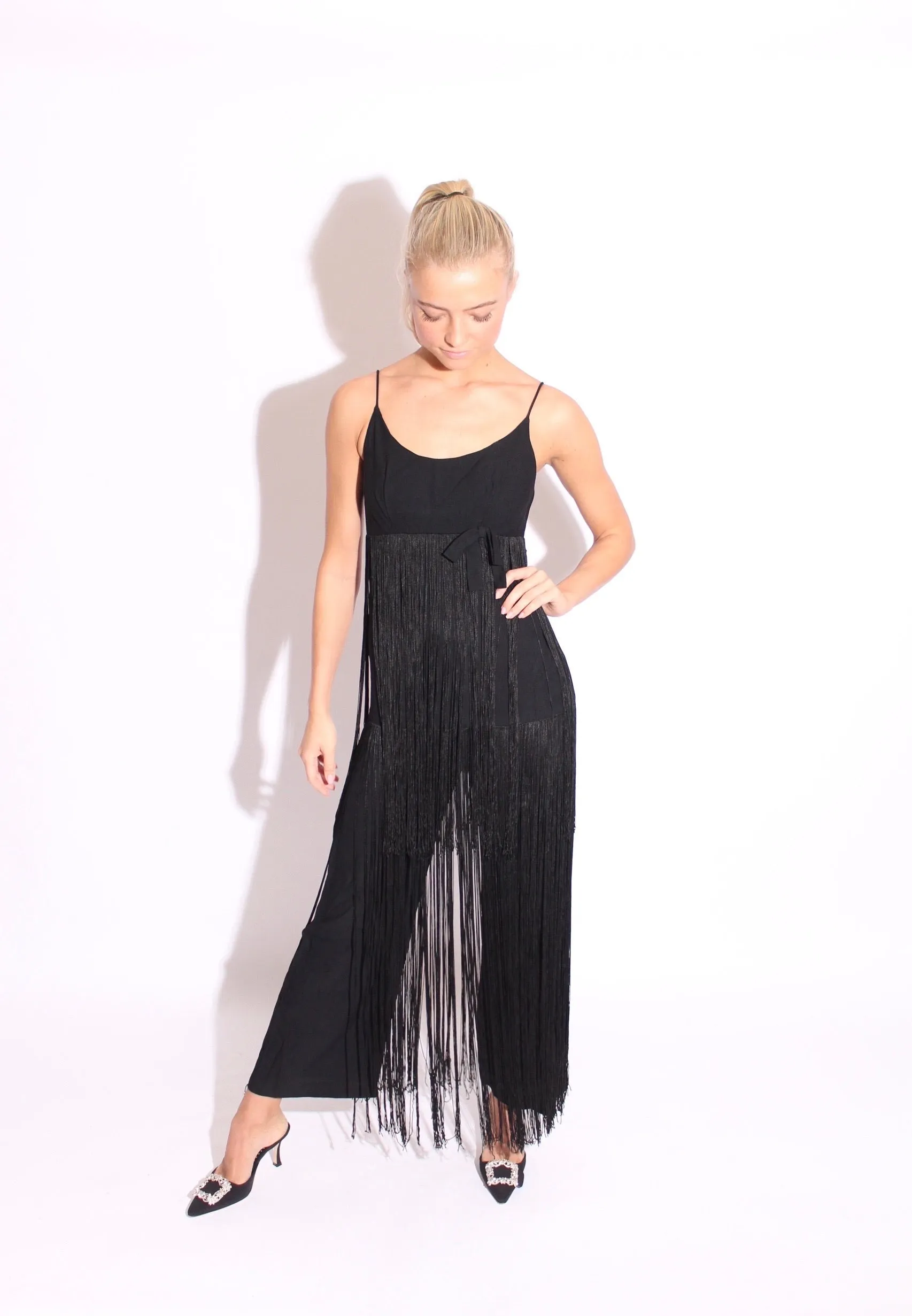 Black Fringe Jumpsuit 60s