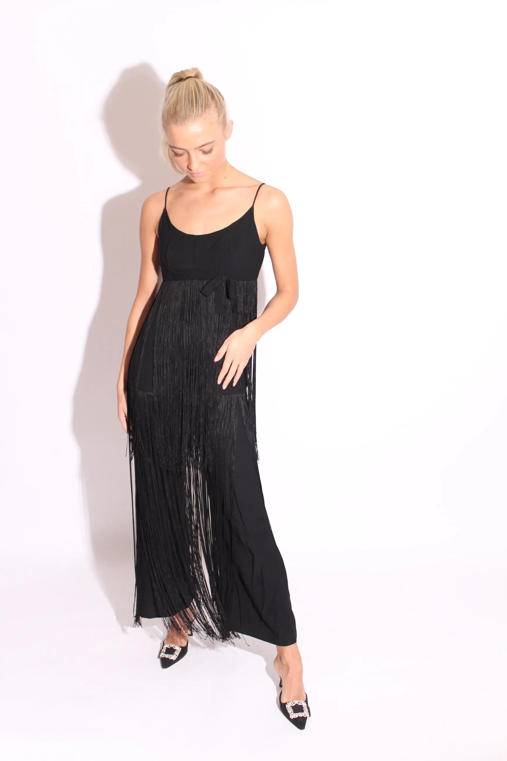 Black Fringe Jumpsuit 60s