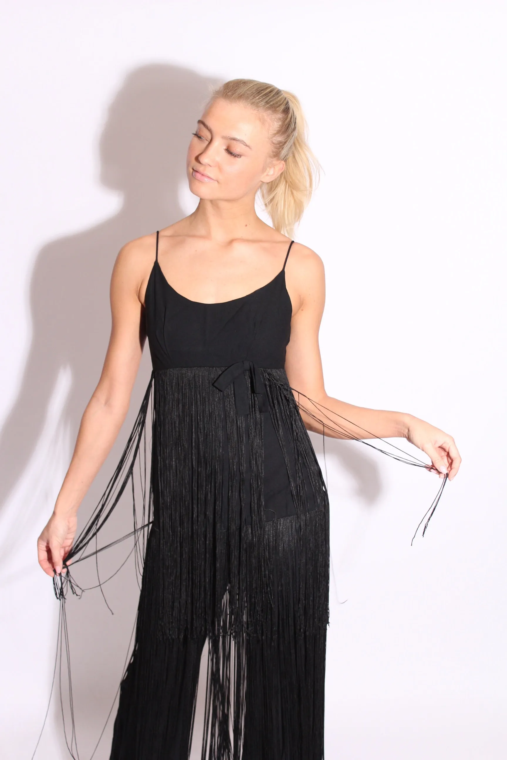 Black Fringe Jumpsuit 60s