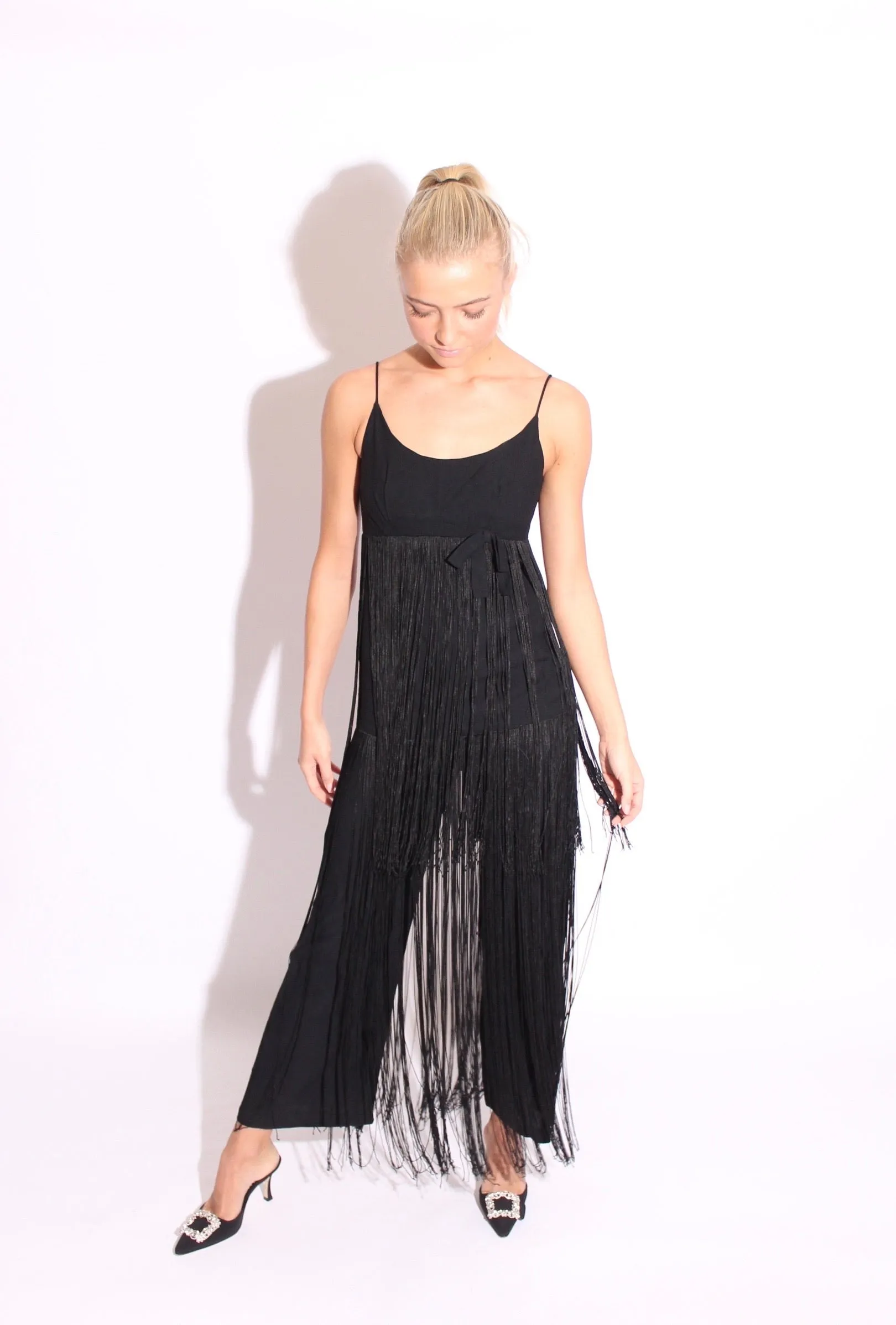 Black Fringe Jumpsuit 60s