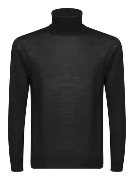 Black Merino and Silk Turtleneck Sweater