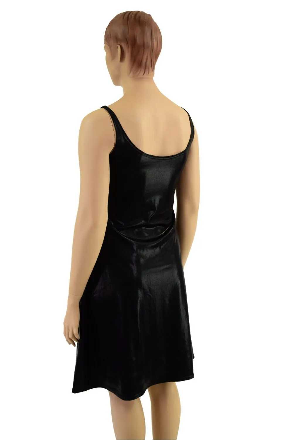 Black Mystique Thin Strap Tank A-Line Dress