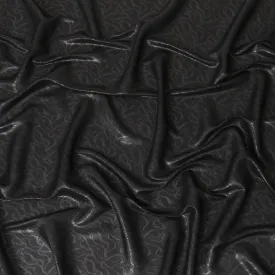 Black synthetic chiffon fabric with same tone metallic lurex in Abstract design-D10127