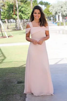 Blush One Shoulder Maxi Dress