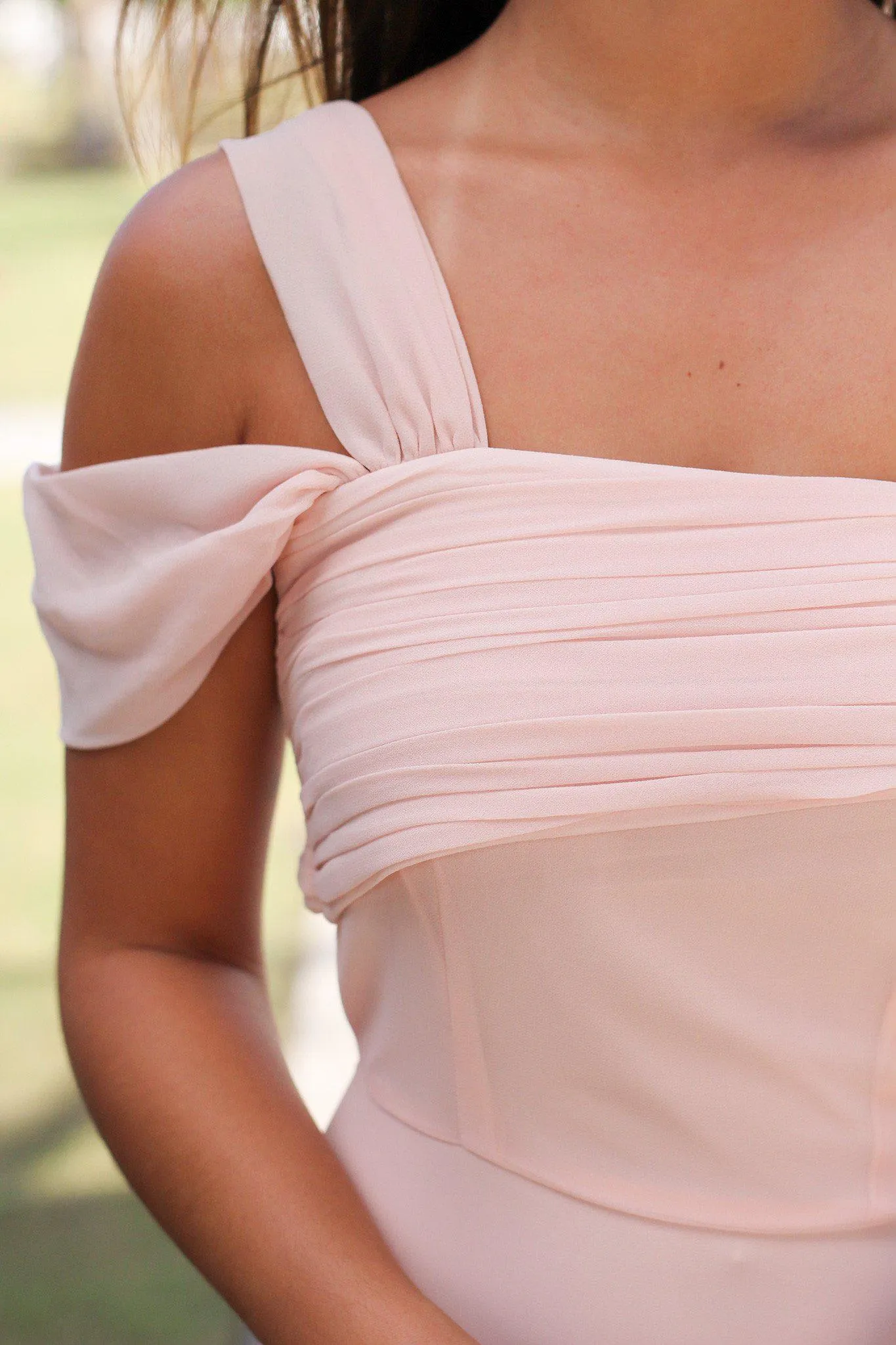 Blush One Shoulder Maxi Dress