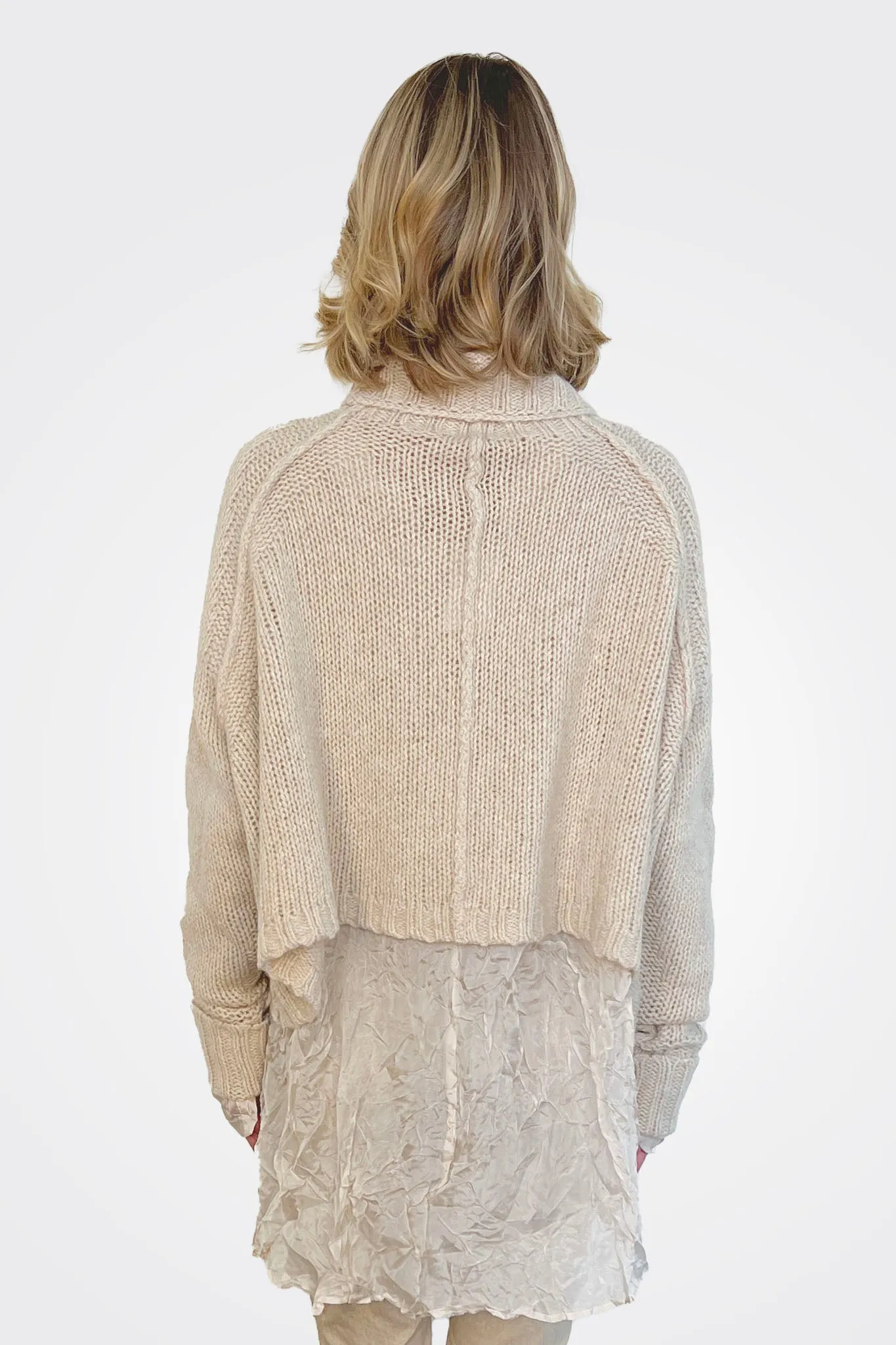 Boxy Knit Sweater - Bone Melange