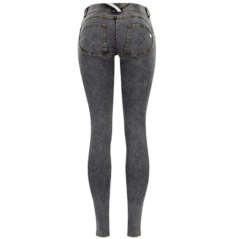 Chic Sexy Ladies' Low Waist Peach Push Up Hip Stretch-skinny Denim Jeans