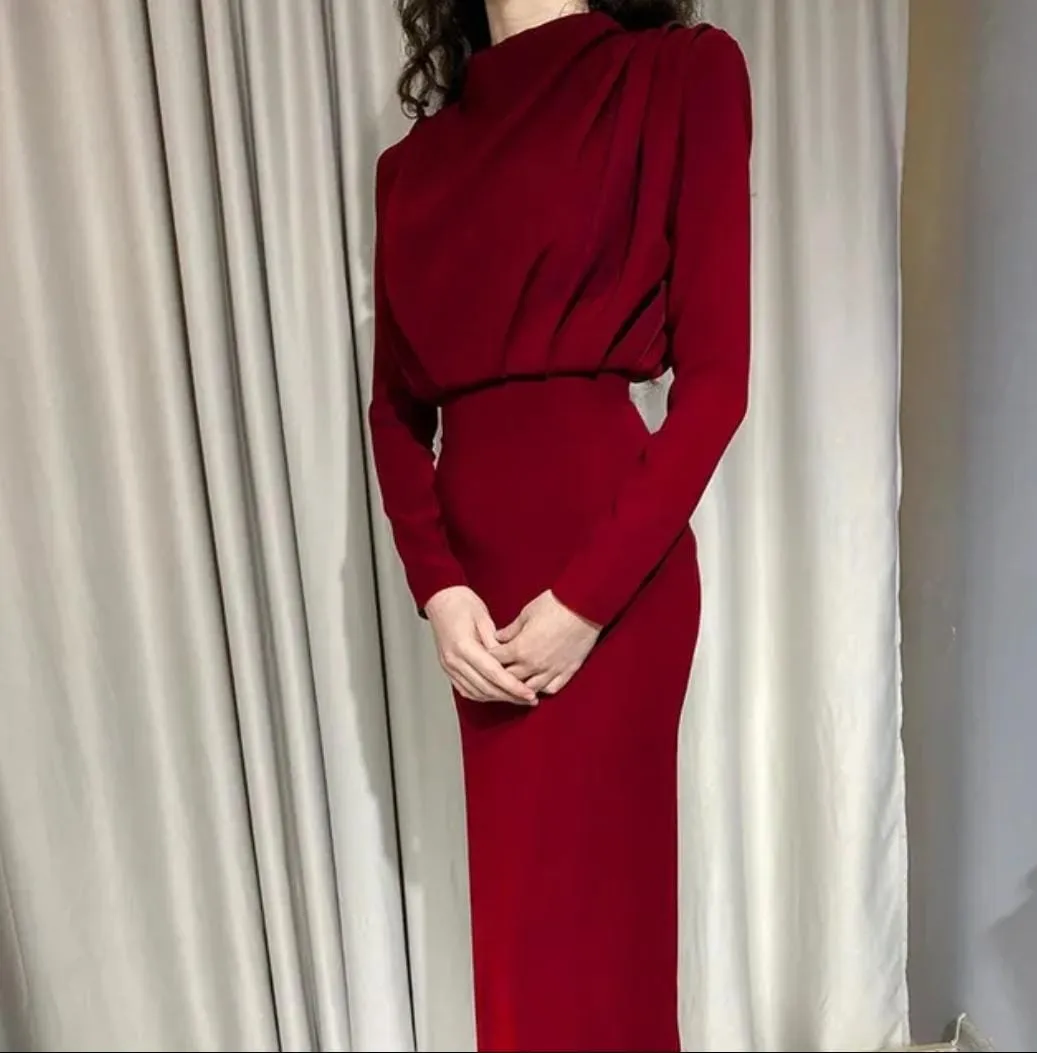 Collar Long-Sleeved Fashion Elegant Temperament Slim Party Dress XL S4345844