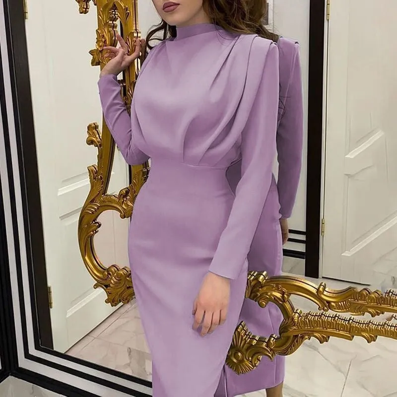 Collar Long-Sleeved Fashion Elegant Temperament Slim Party Dress XL S4345844