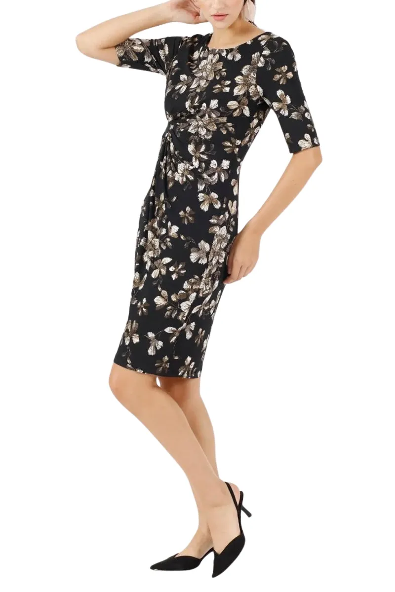 Connected Apparel Printed Side-Tab Sheath Dress