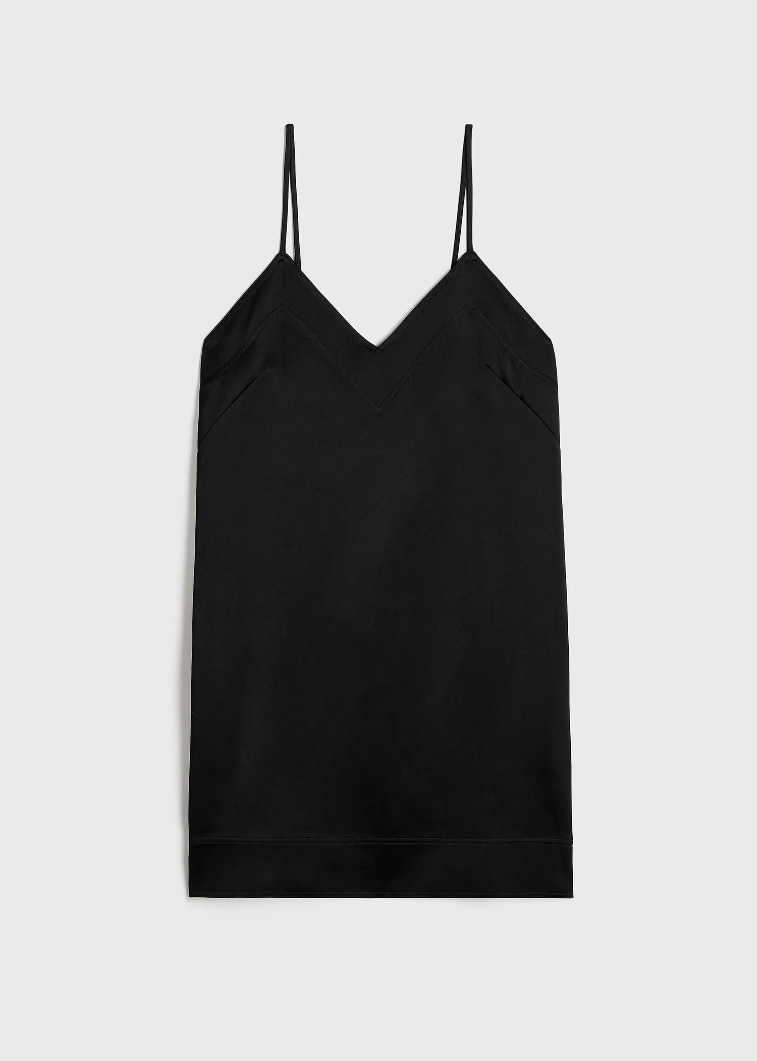 Contrast satin cami dress black