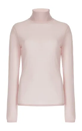 Costa Knit Turtleneck in Blush Cashmere Silk