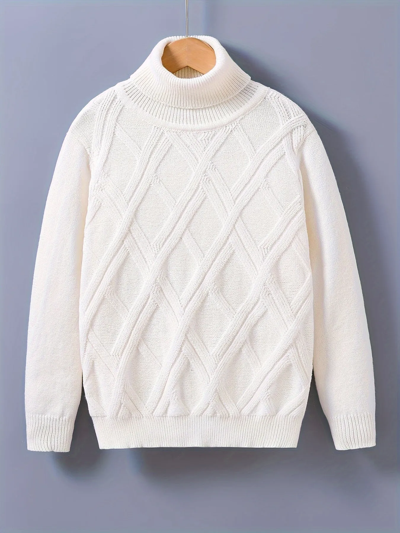 Cozy Boys Turtleneck Sweater – Warm Knit Pullover with Classic Cable Design for Winter"