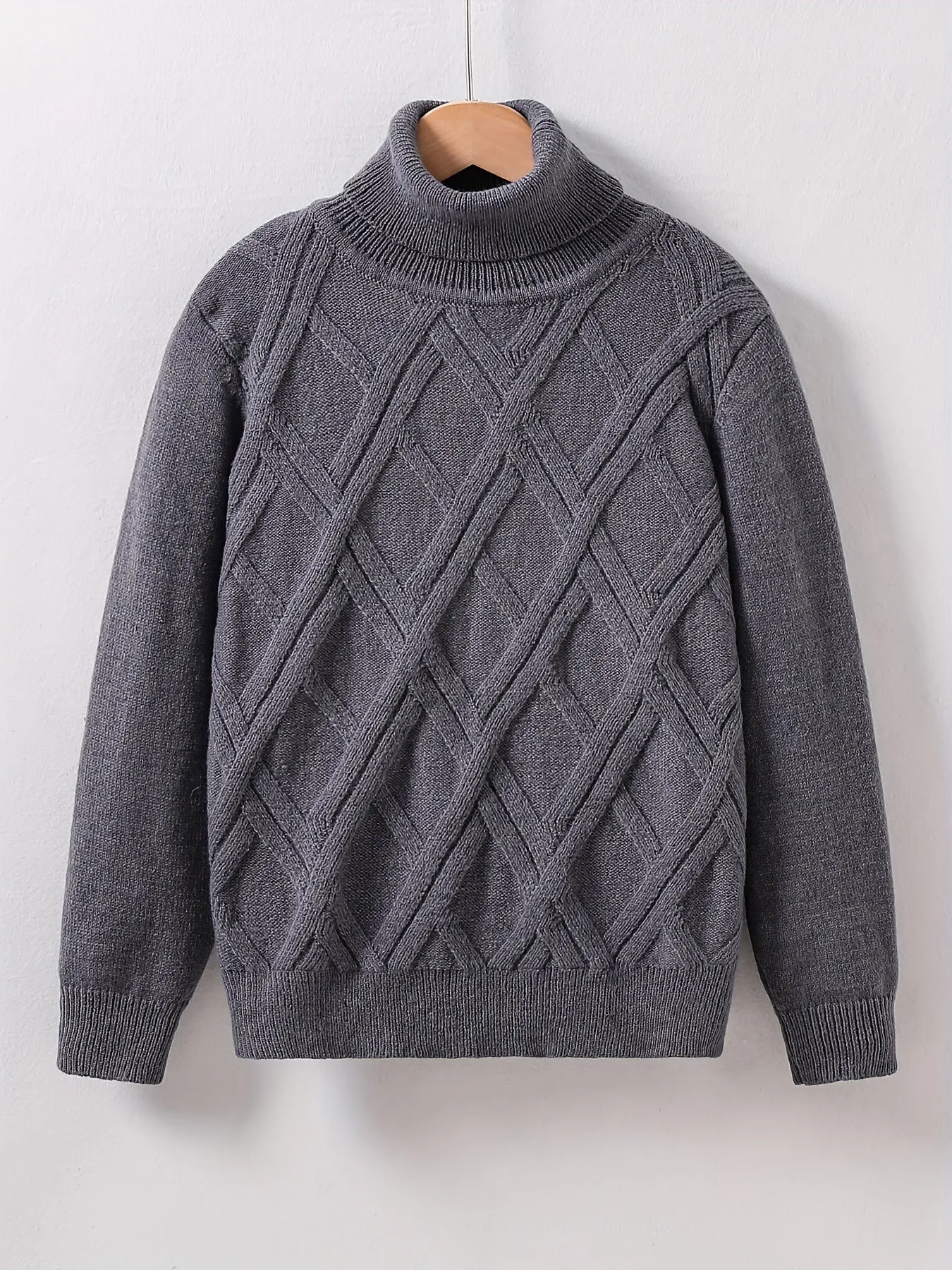 Cozy Boys Turtleneck Sweater – Warm Knit Pullover with Classic Cable Design for Winter"