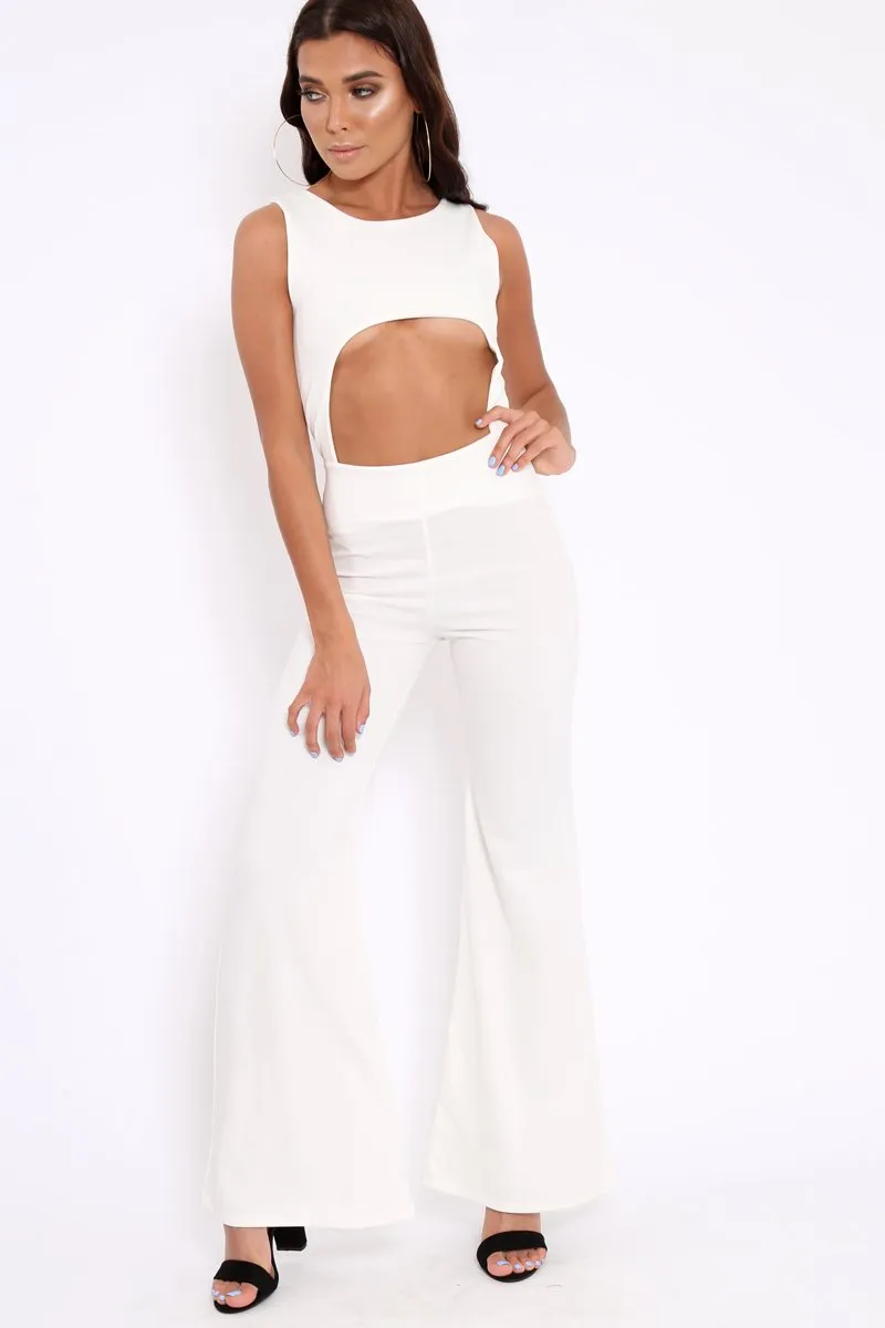 Cream Cut Out Middle Jumpsuit - Dixi