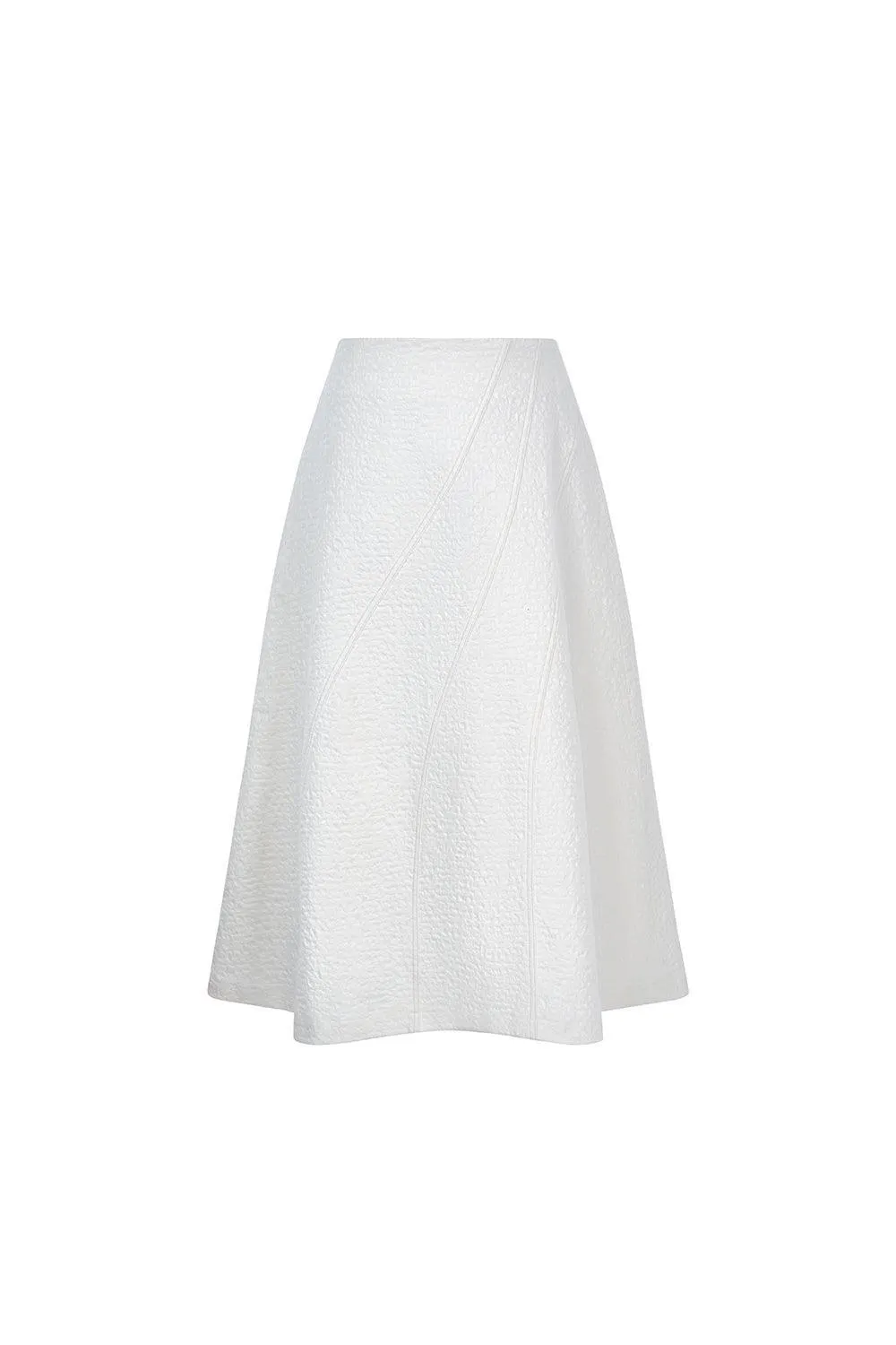 Doan A-line Flared Ribbed Burlap Midi Skirt