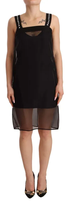 Dolce & Gabbana Black Silk Stretch Crystal Sheath Mini Dress