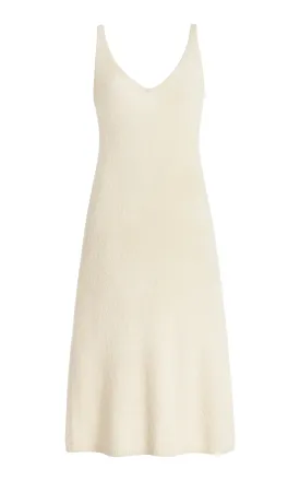 Downs Knit Slip Midi Dress in Ivory Silk Cashmere