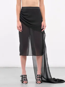 Draped Midi Skirt (SK-03BK-BLACK)