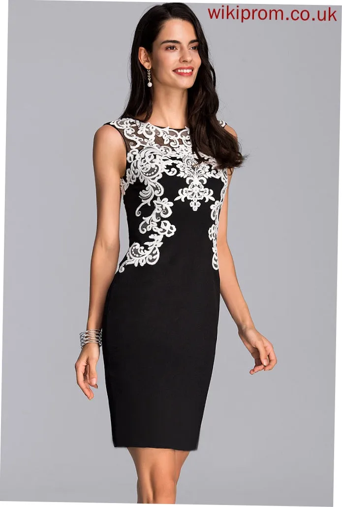 Dress Scoop Sheath/Column Jersey Neck Lace Knee-Length Kara Cocktail Cocktail Dresses