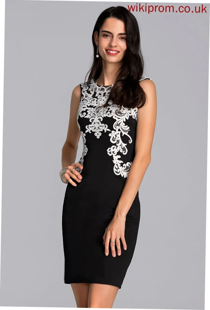 Dress Scoop Sheath/Column Jersey Neck Lace Knee-Length Kara Cocktail Cocktail Dresses