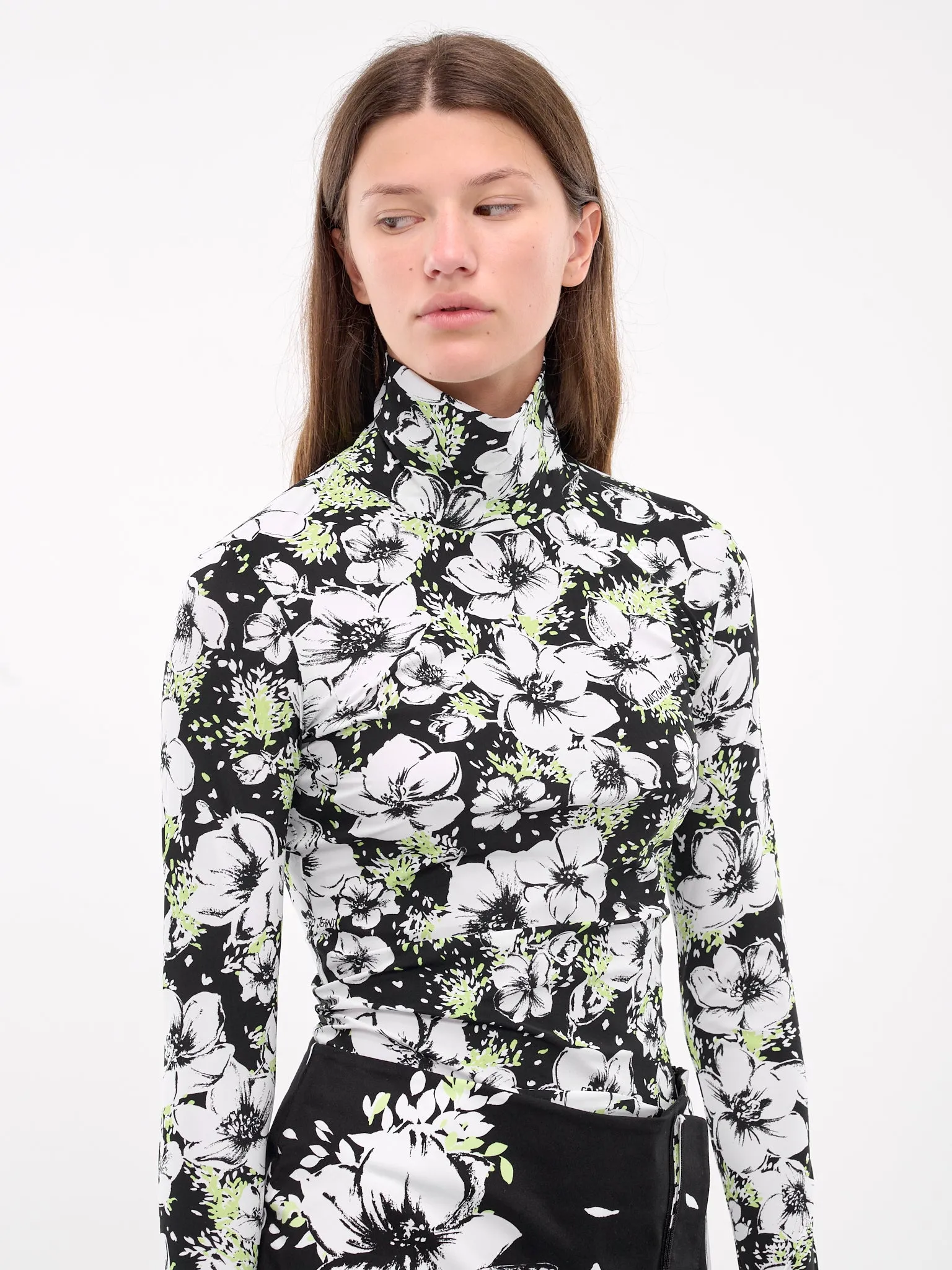 Floral Print Turtleneck (A1213-8741-MULTI-BLACK)