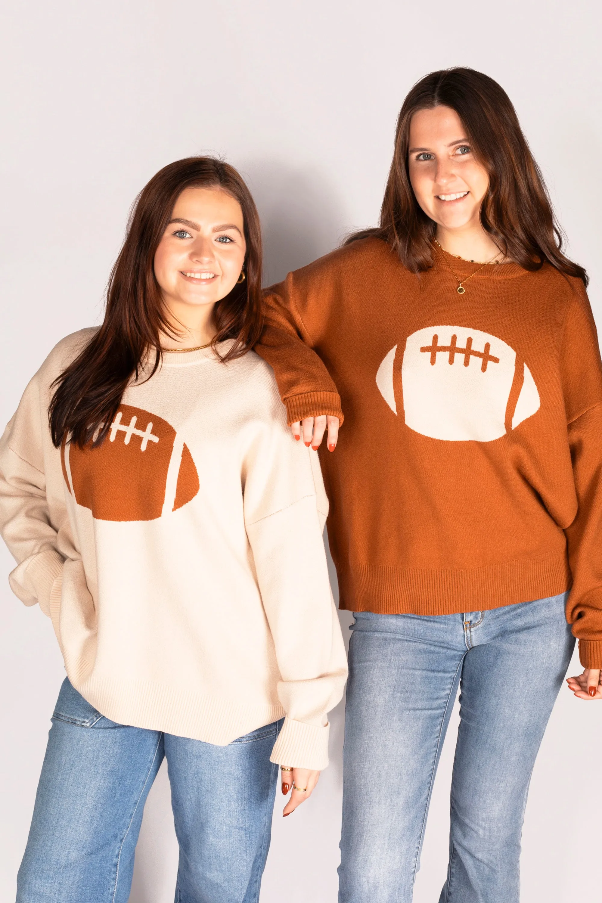 Football Jacquard Cream Sweater - FINAL SALE