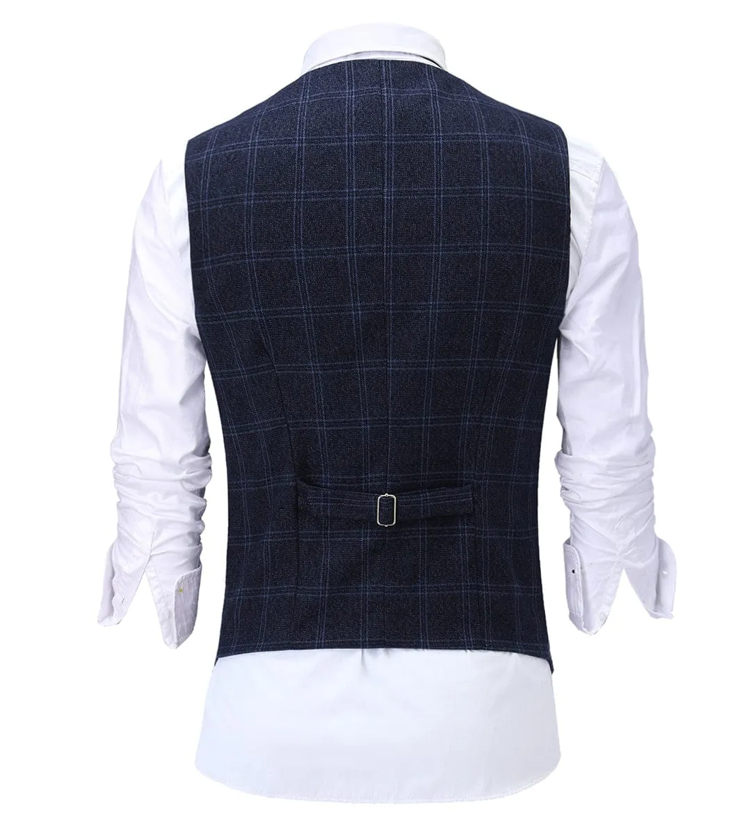 Formal Plaid Notch Lapel Waistcoat Slim Fit Suit Vest