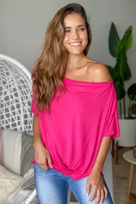 Fuchsia Front Twist Top