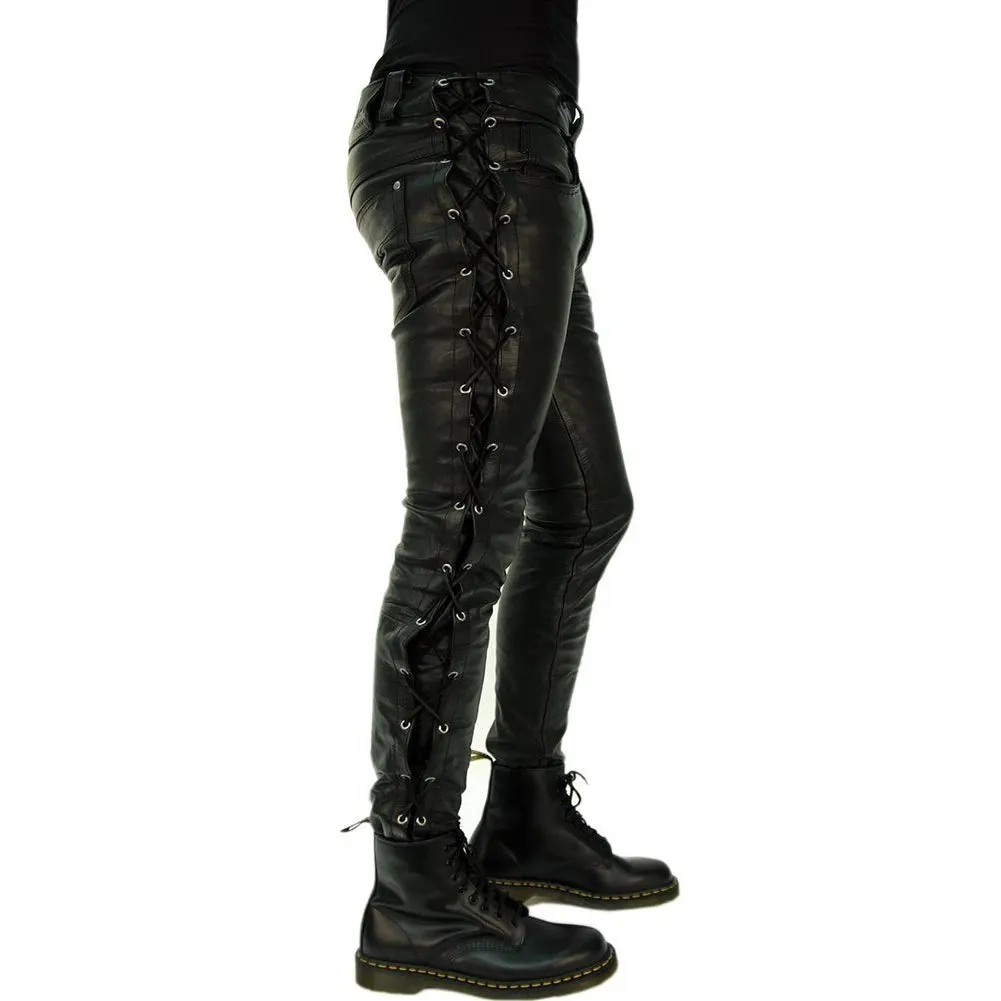 Funki Buys | Pants | Men's Faux Leather Side Laced Pants