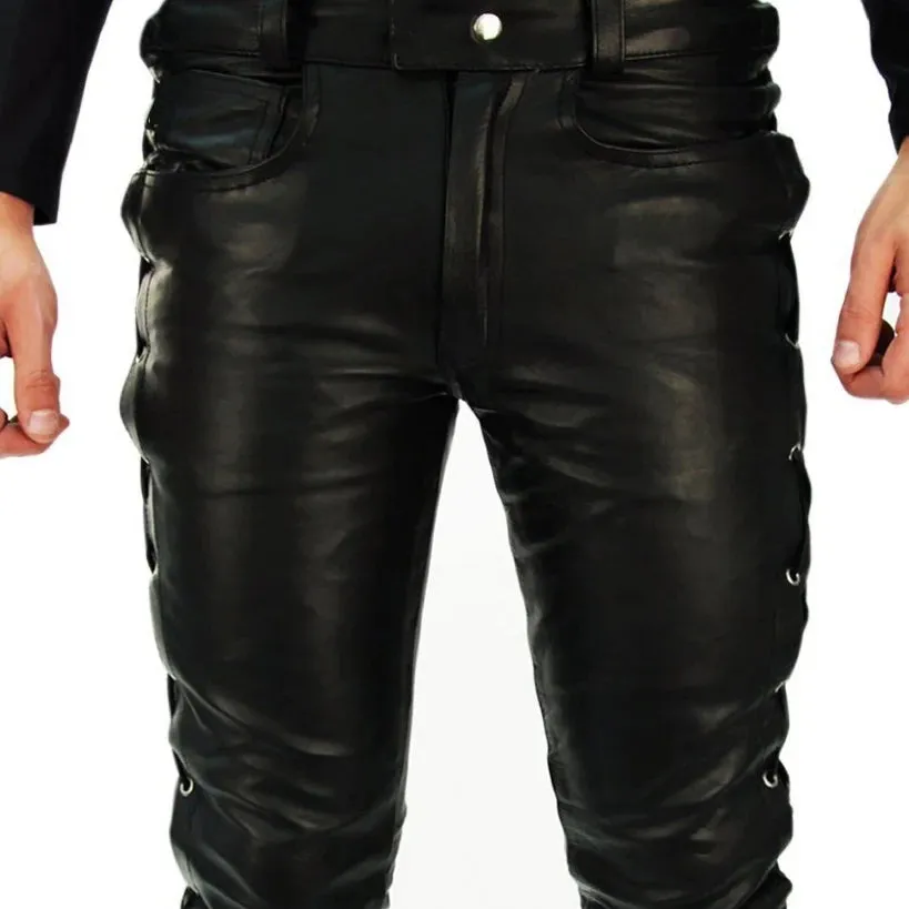 Funki Buys | Pants | Men's Faux Leather Side Laced Pants