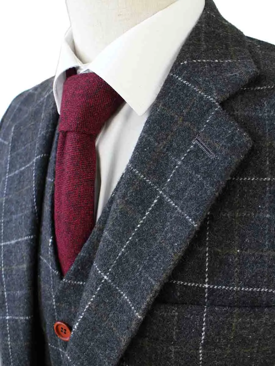 GREY OVERCHECK PLAID TWEED 3 PIECE SUIT