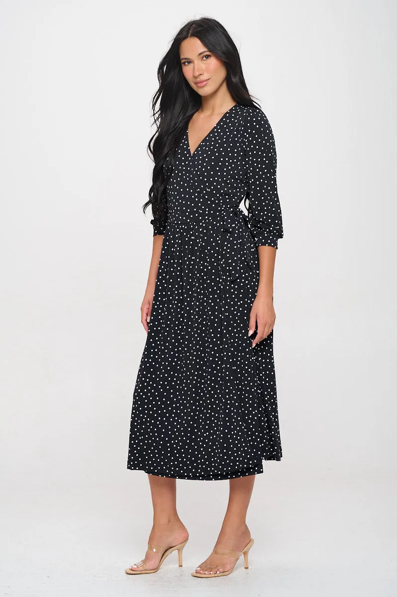 Hadley Three Quarter Sleeve Full Wrap Dress