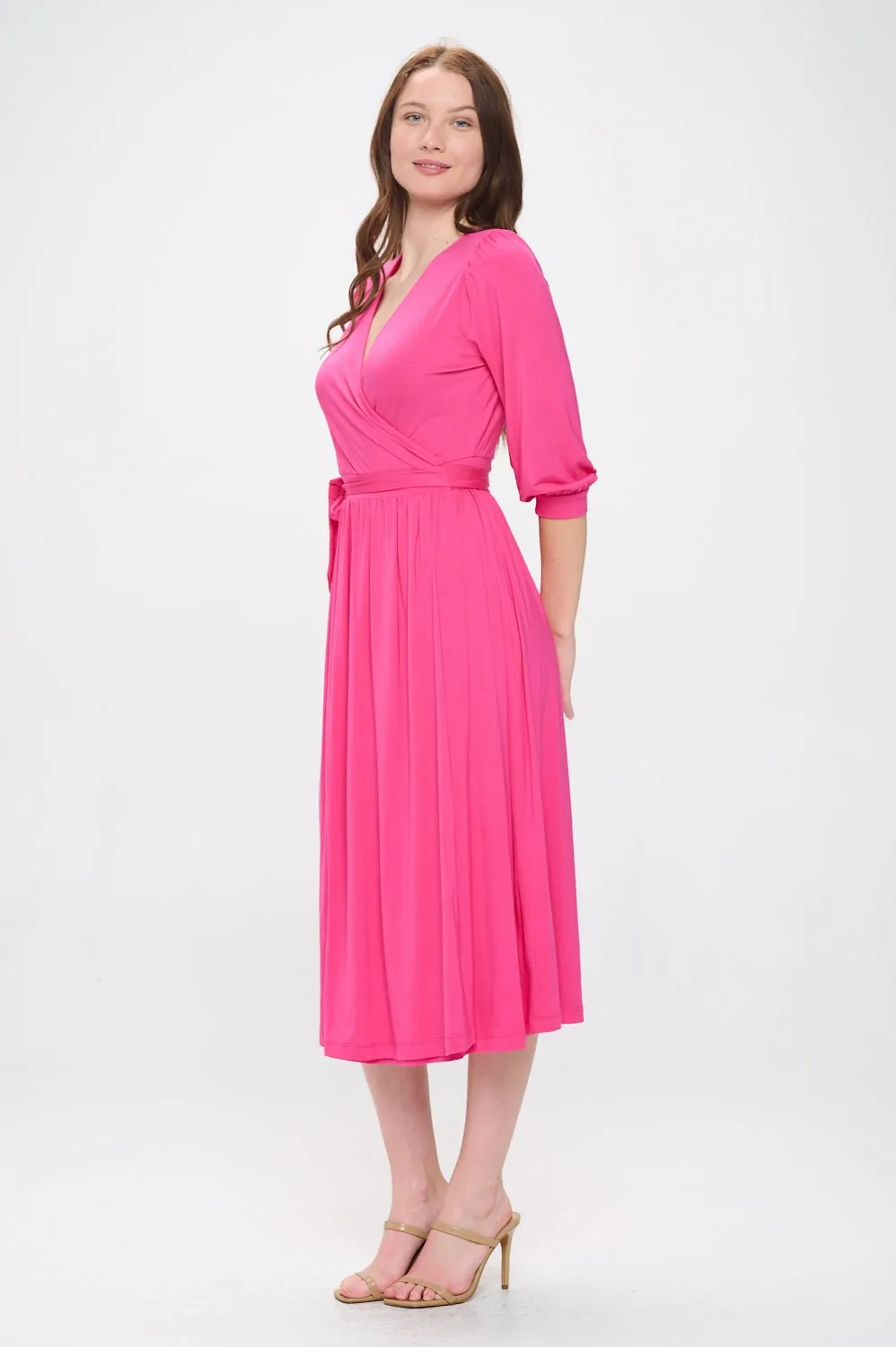 Hadley Three Quarter Sleeve Full Wrap Dress