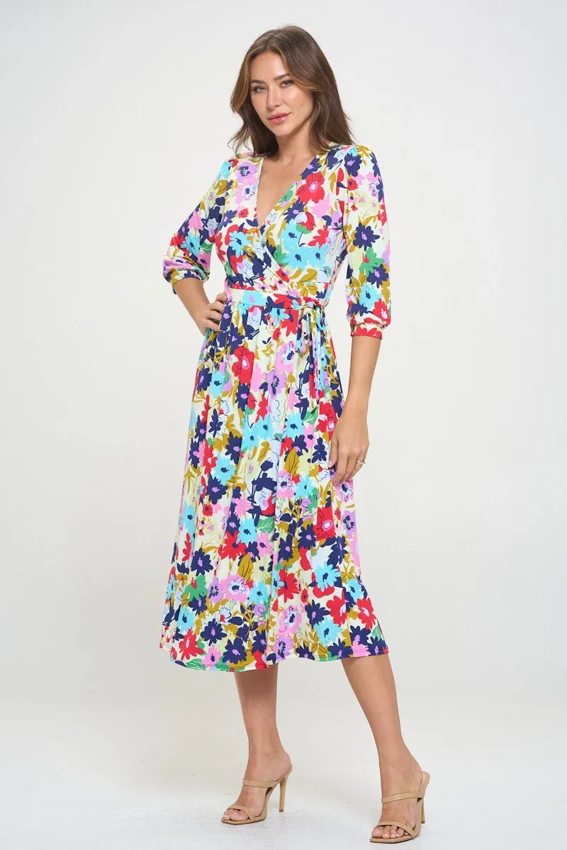 Hadley Three Quarter Sleeve Full Wrap Dress