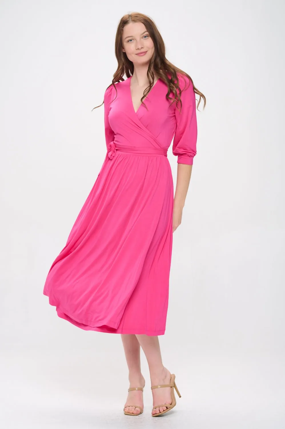 Hadley Three Quarter Sleeve Full Wrap Dress