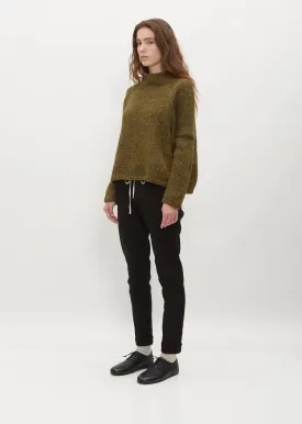 Hand Knit Oversized Alpaca and Wool High Neck — Olive