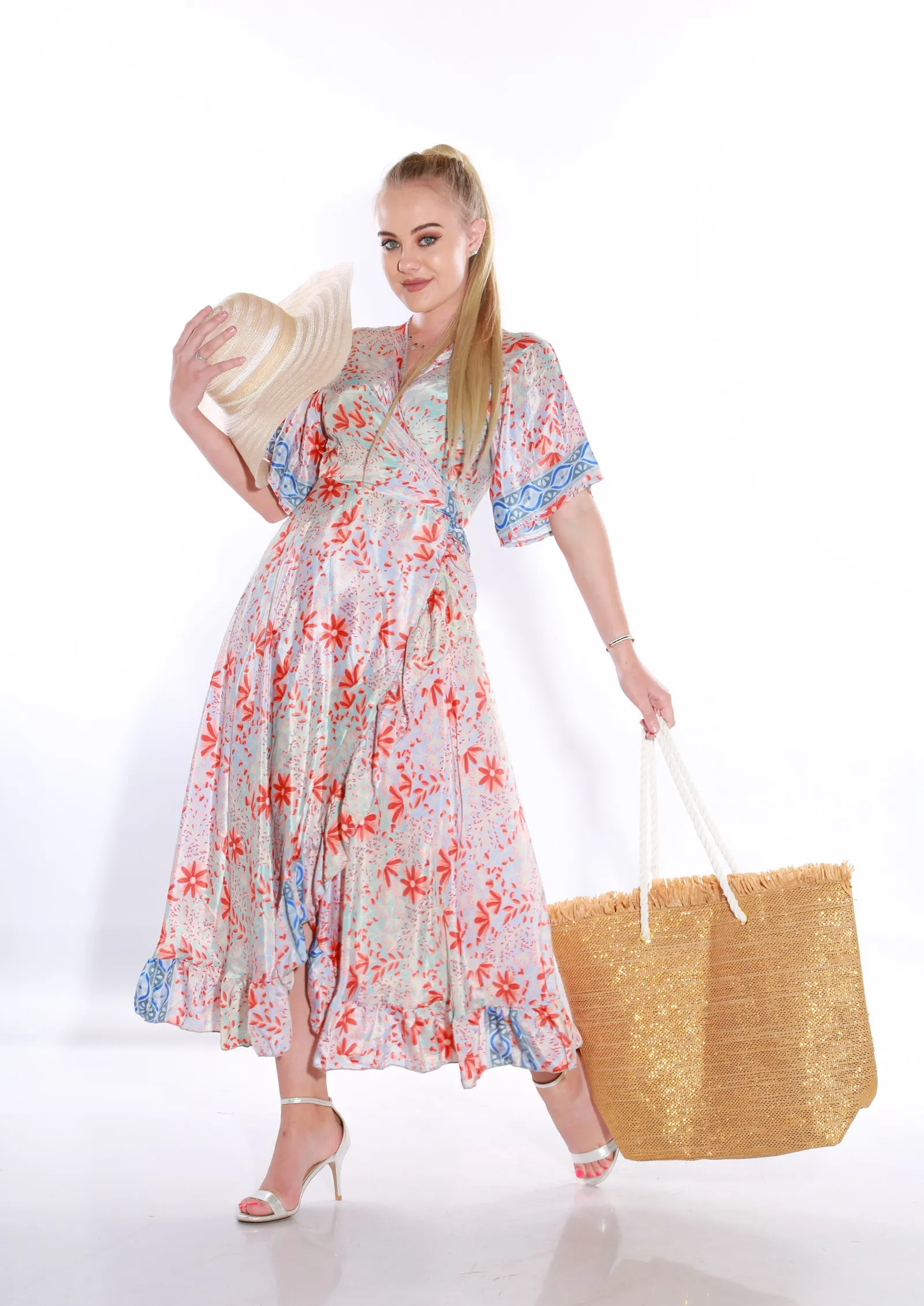 Happy maxi wrap dress- cherry blossom