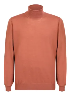 High neck wool sweater salmon