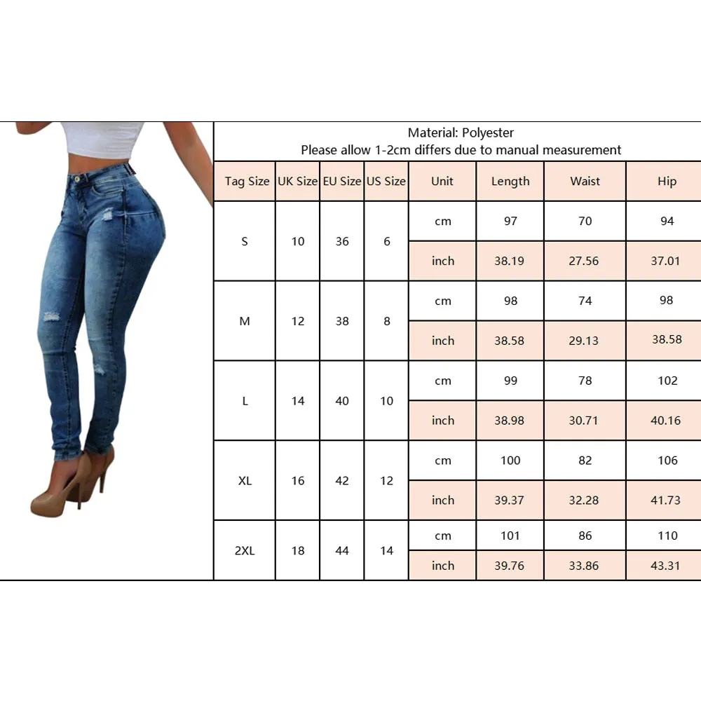 High Waist Jeans For Women Slim Stretch Denim Jean Bodycon Skinny Push Up Distressed Jeans Woman