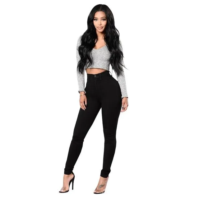 High Waist Stretch Slim Jeans