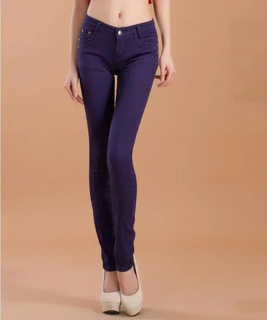 Jeans Women Fashion Autumn Tight Casual Candy Color Pencil Legging Thin Soft Waist Skinny Pants Elastic Trousers jeans for Women