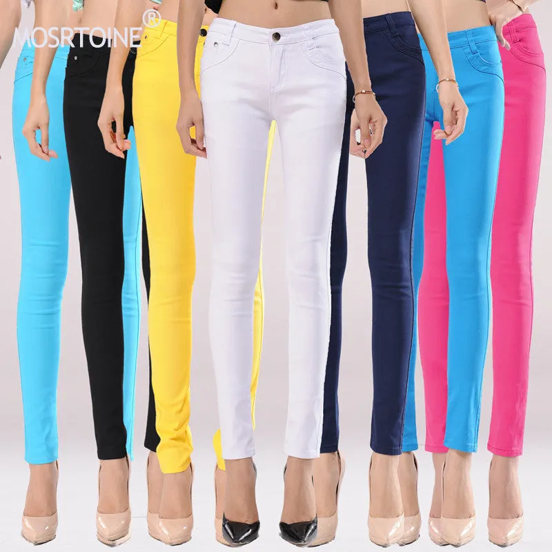 Jeans Women Fashion Autumn Tight Casual Candy Color Pencil Legging Thin Soft Waist Skinny Pants Elastic Trousers jeans for Women