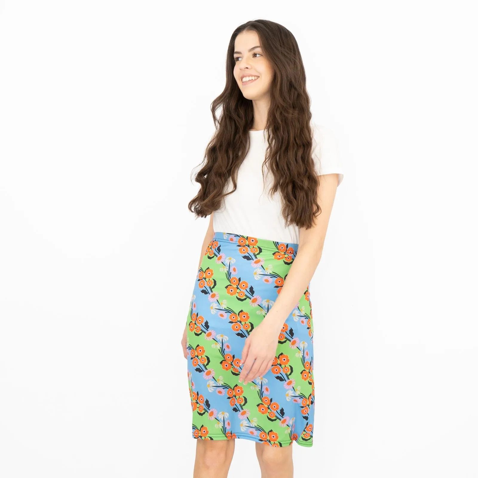 Karen Millen Blue Floral Print A-Line Casual Summer Skirts